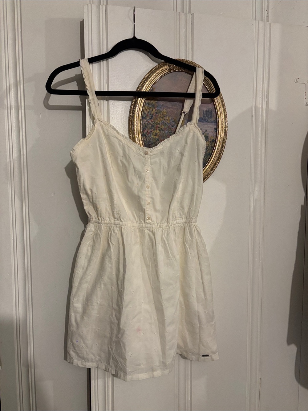 Hollister Cream Eyelet Peasant Mini Sundress